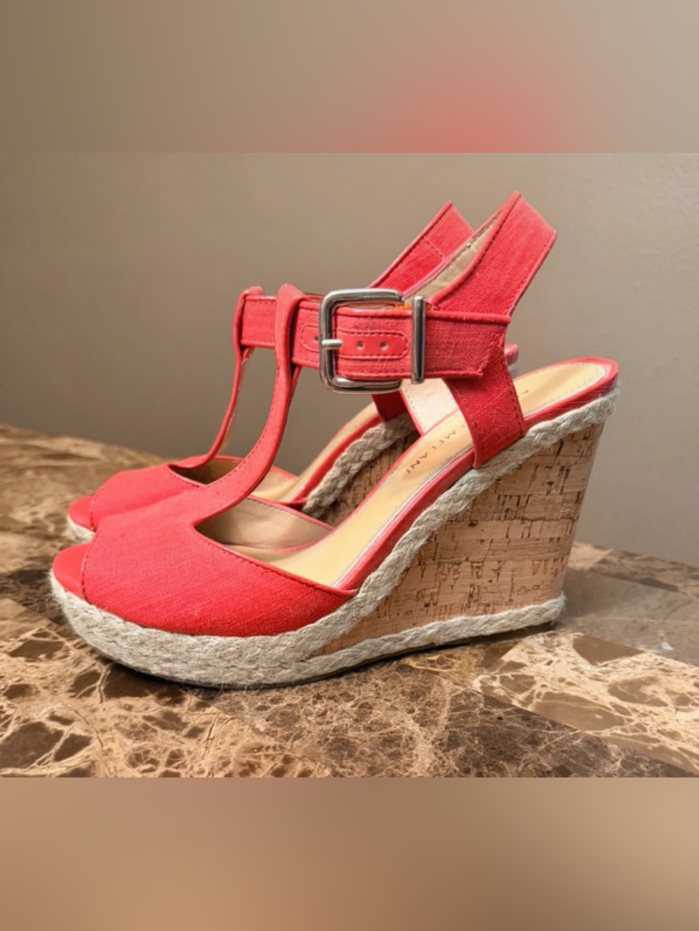 ANTONIO MELANI Coral T-Strap Espadrille Wedge Sandals